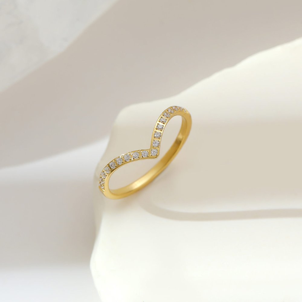 Anillo Minimalista con Microdiamantes - Dorado - ANI215