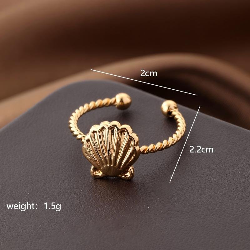 Anillo Ajustable Estilo Concha Marina - Dorado - ANI200