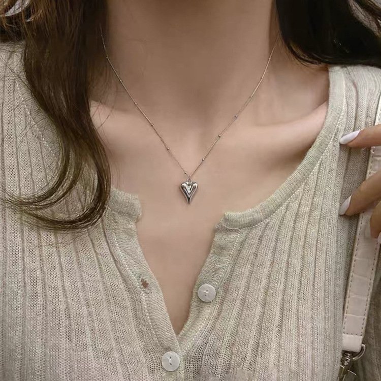Collar Estilo Corazón - Plateado - COL326