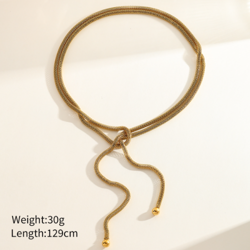 Collar de Acero Inoxidable estilo lazo - Dorado - COL266