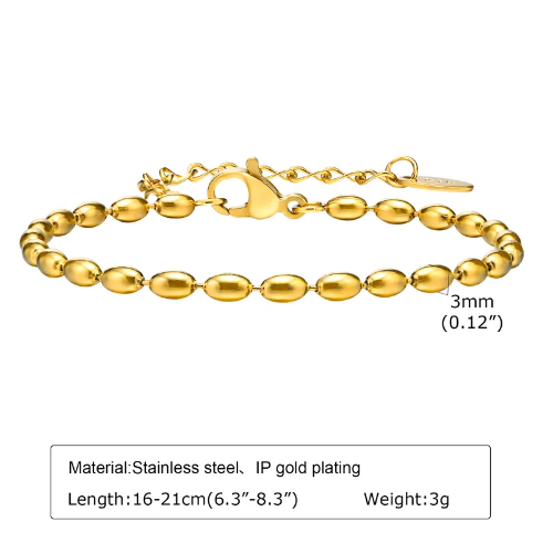 Pulsera estilo minimalista con cuentas 3 mm - Dorado - PUL103