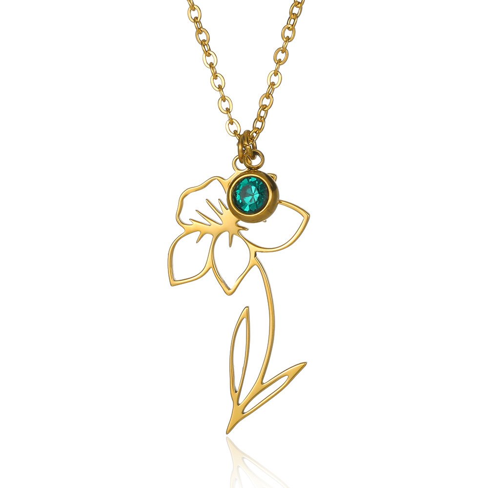 Collar Flor con Circonea Marzo - Dorado - COL294