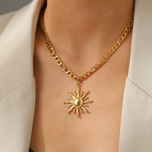 Collar de Sol radiante estilo cubano - Dorado - COL271