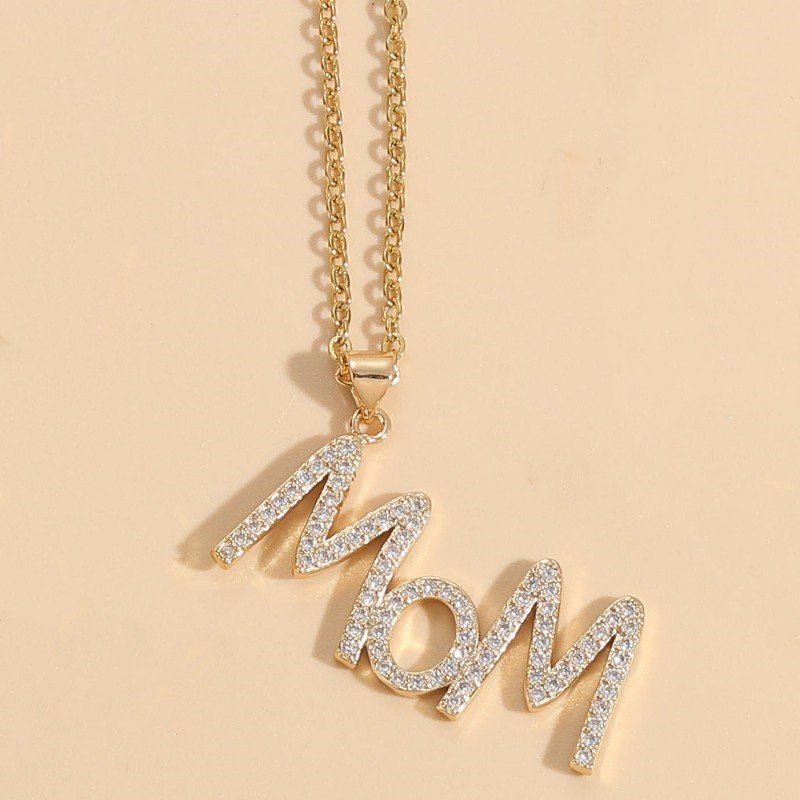 Collar Mamá con Microdiamantes - Dorado - COL307