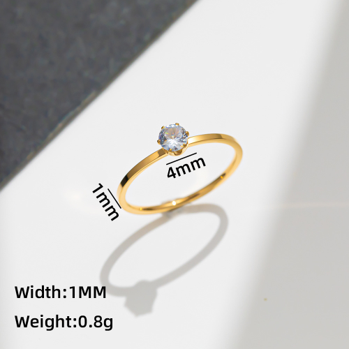 Anillo Dorado con Diamante Blanco - Dorado - ANI189