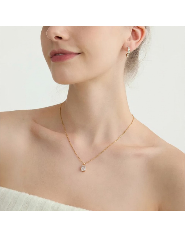 Collar Diamante Blanco - Dorado - COL337