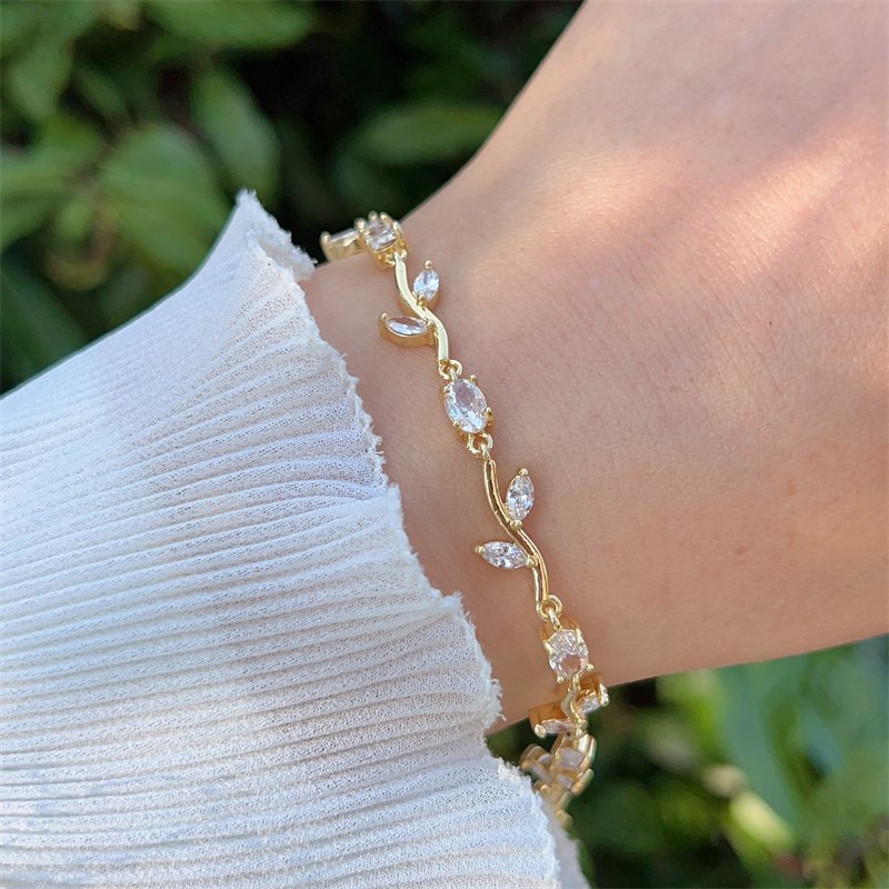 Pulsera de Tulipanes Blancos - Dorado - PUL166