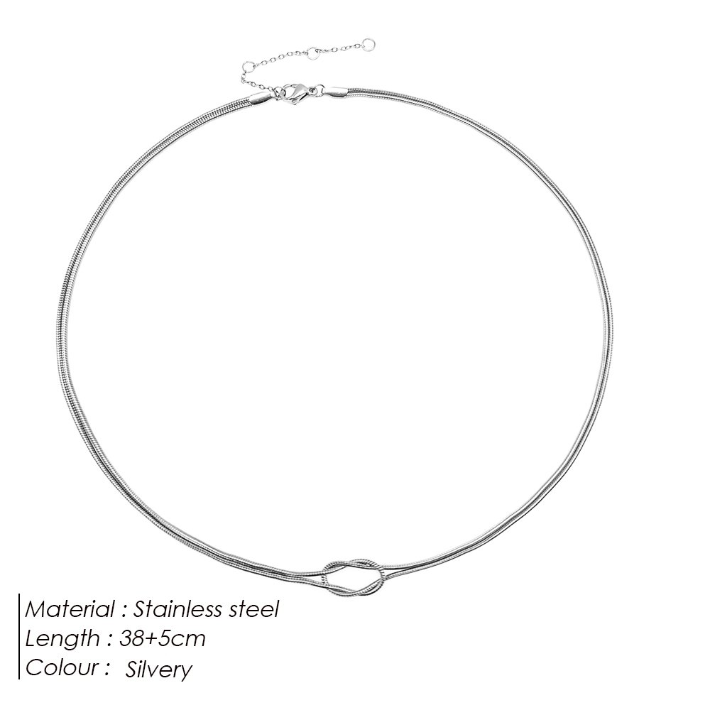Collar Estilo Nudo - Plateado - COL349