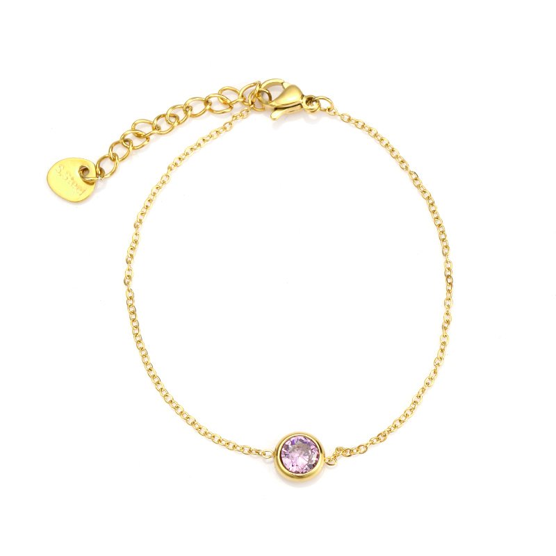 Pulsera con Circonea Central Purpura - Dorado - PUL161