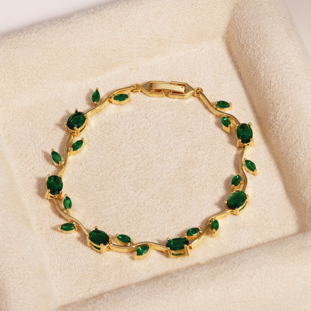 Pulsera de Tulipanes Verdes - Dorado - PUL170