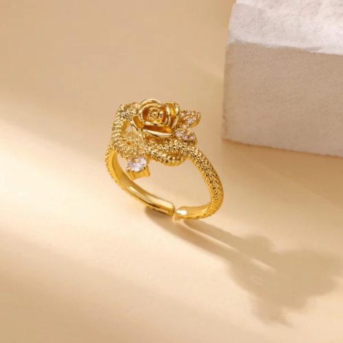 Anillo Ajustable Estilo Rosa - Dorado - ANI185
