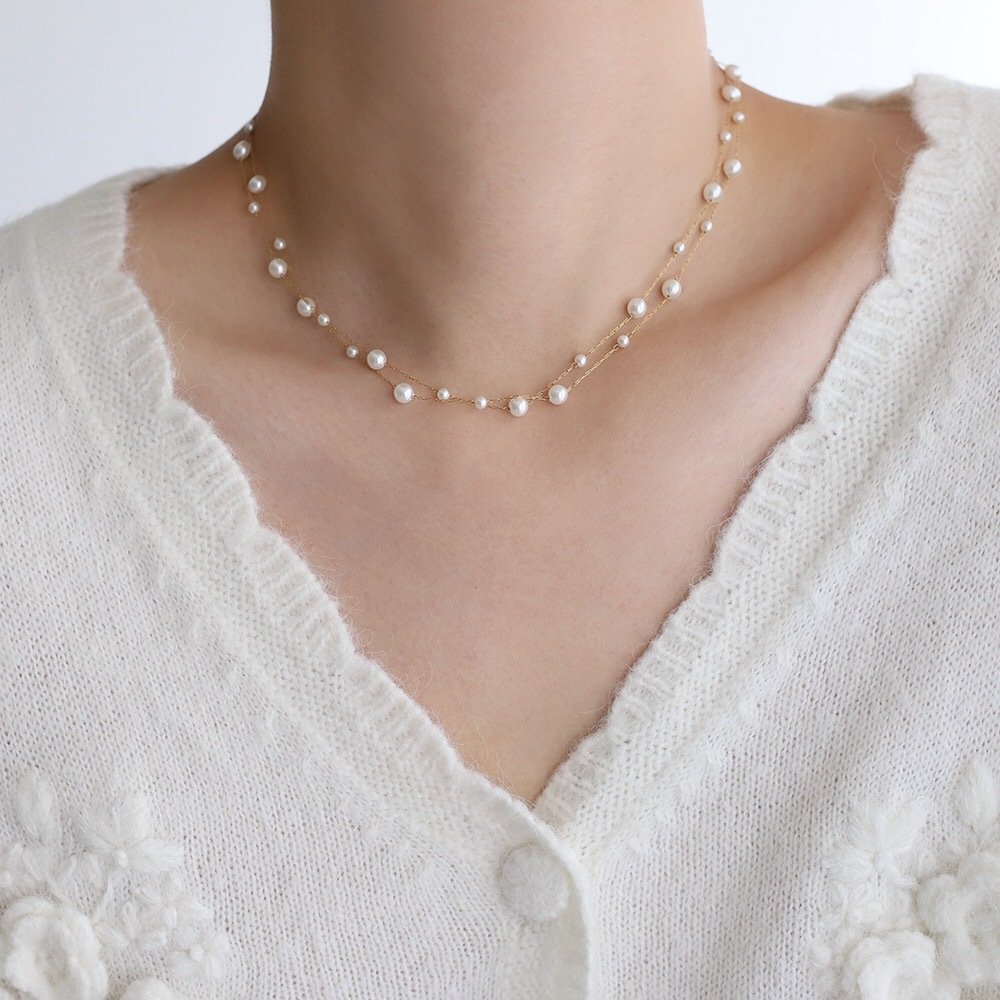 Collar Multi Perlas - Dorado - COL350