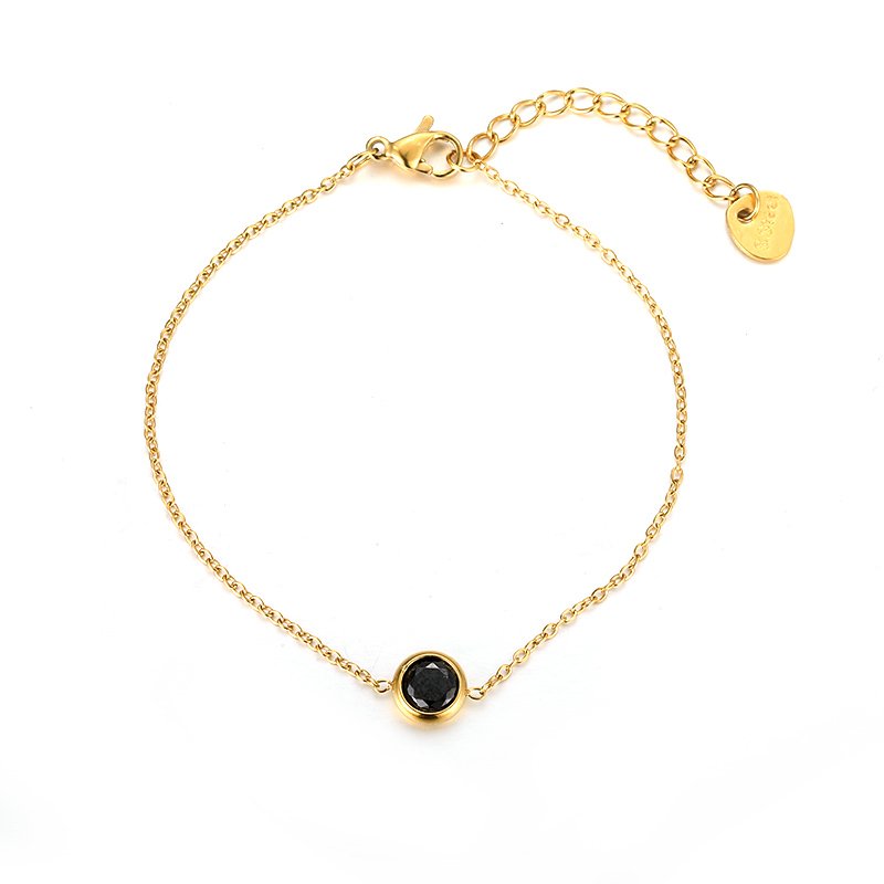 Pulsera con Circonea Central Negra - Dorado - PUL158