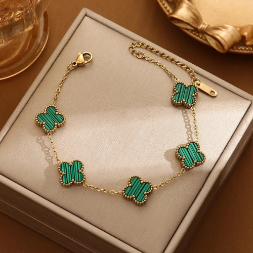 Pulsera Estilo Van Cleef Verde -Dorado - PUL123