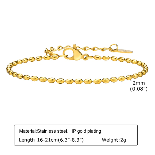Pulsera estilo minimalista con cuentas 2 mm - Dorado - PUL102
