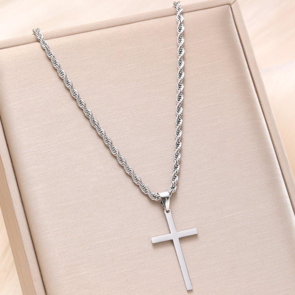Cadena Estilo Cruz - Plateado - COL325