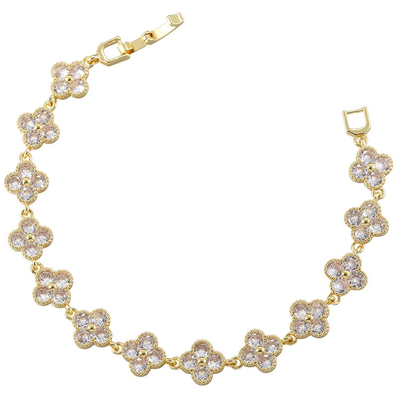 Pulsera Estilo Van Cleef Blanca - Dorado - PUL194