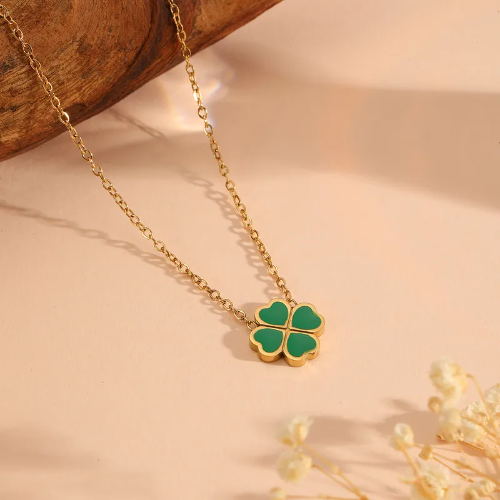 Collar estilo Van Cleef Corazon Verde - Dorado - COL259