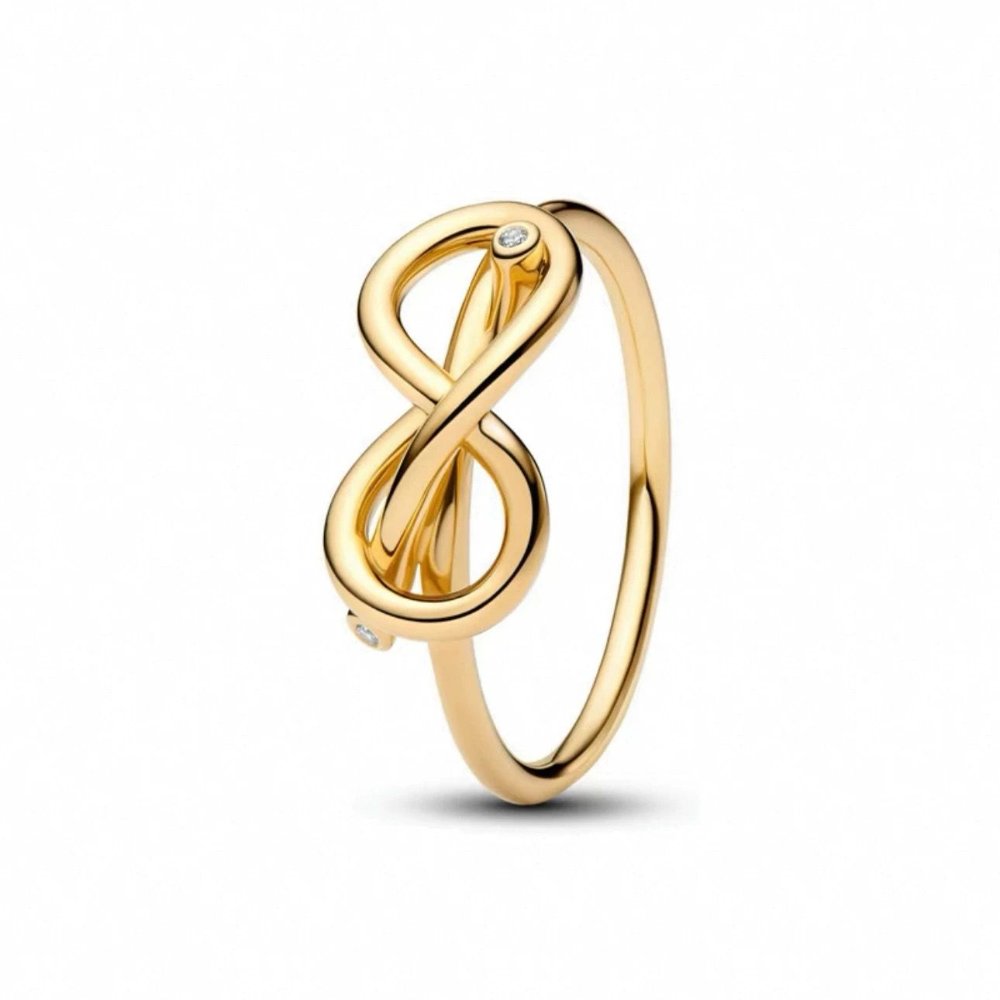 Anillo de Nudo (Parejas) con Diamantes - Dorado - ANI206