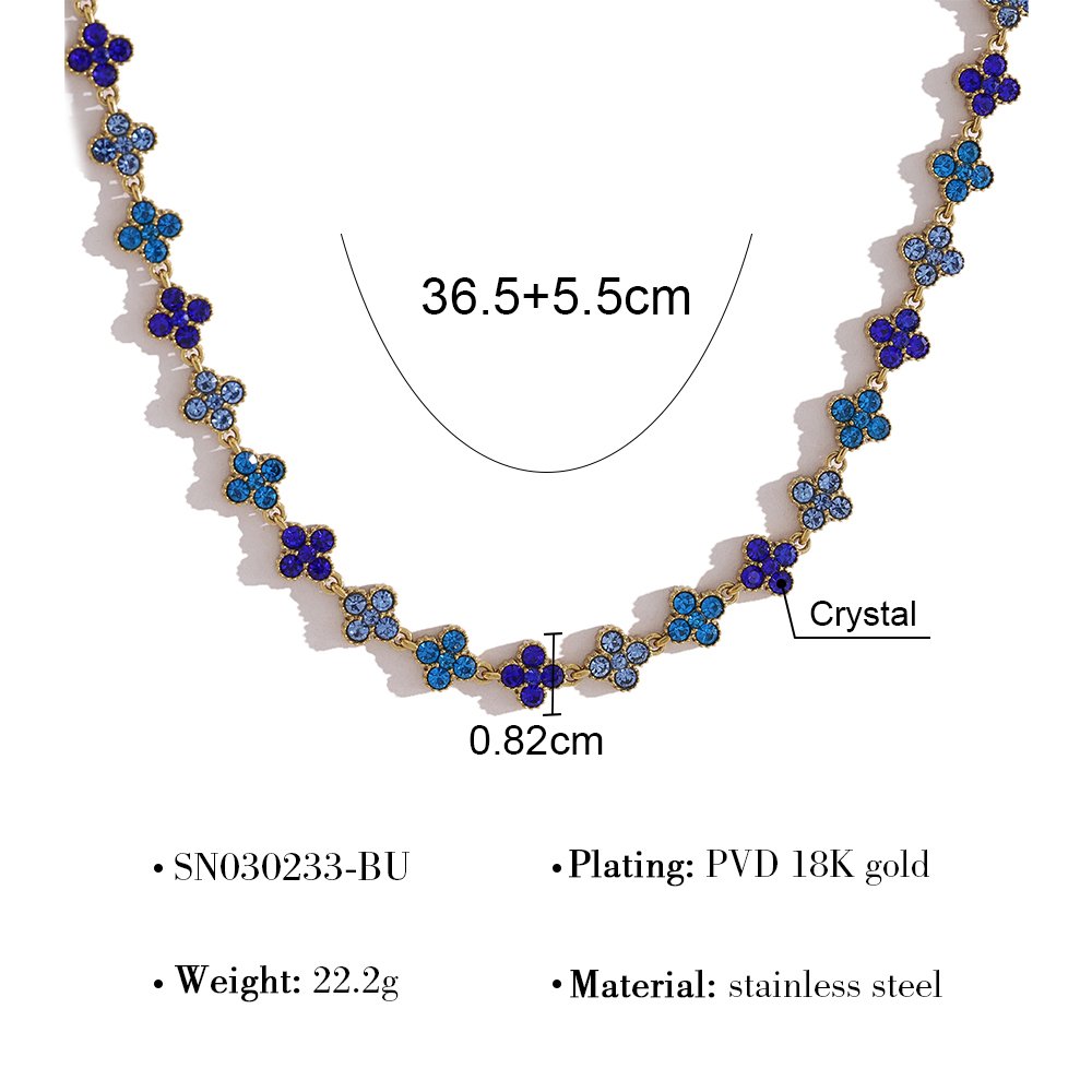 Collar Estilo Van Cleef MultiAzul - Dorado - COL332