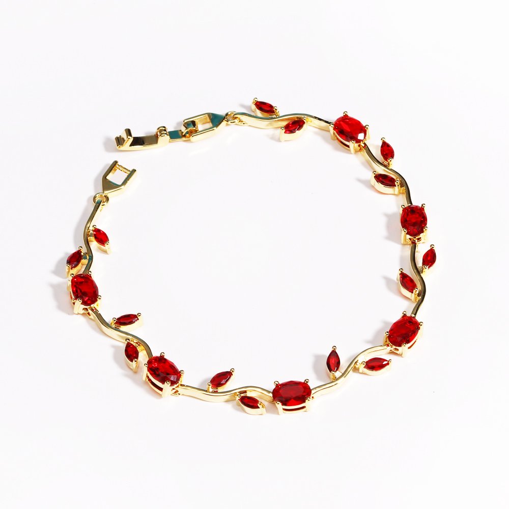 Pulsera Estilo Tulipan Rojo - Dorado - PUL191