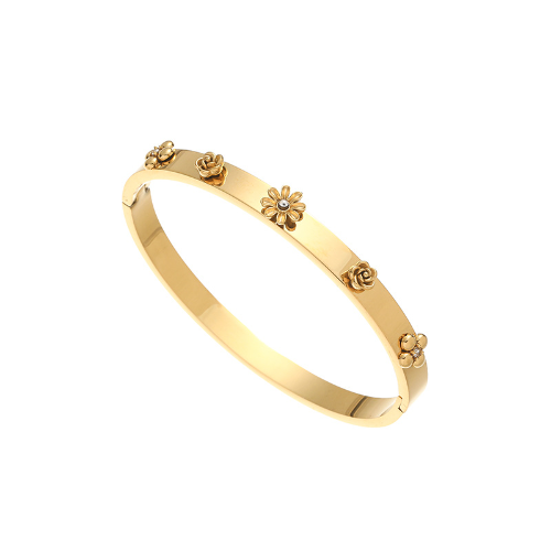 Brazalete Estilo Margarita y Rosas - Dorado - BRA127