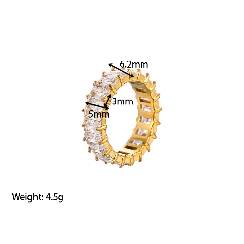 Anillo de Circoneas - Dorado - ANI192