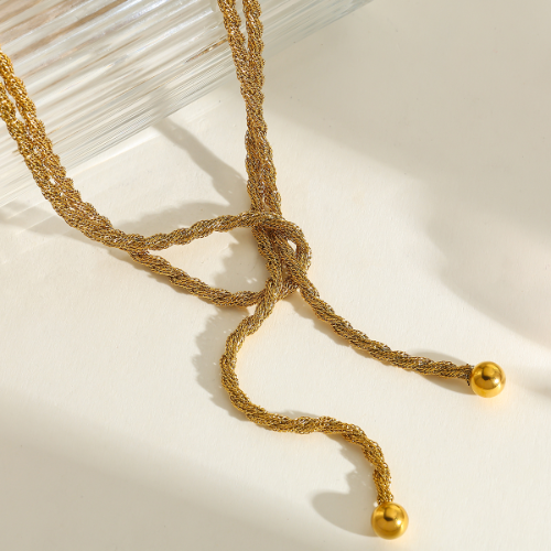 Collar de Acero Inoxidable estilo lazo - Dorado - COL264