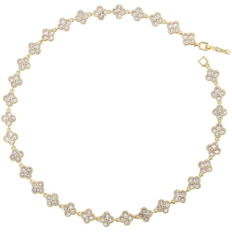 Collar Estilo Van Cleef MultiBlanco - Dorado - COL344