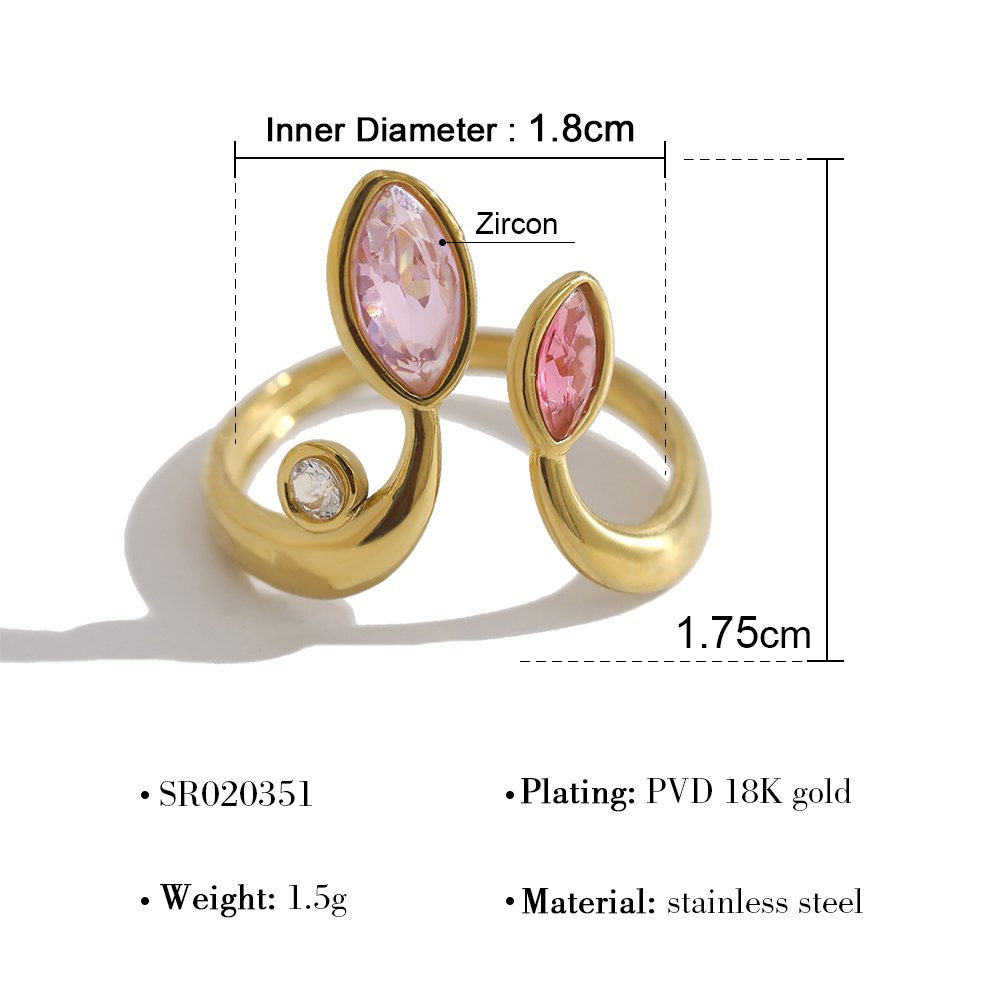 Anillo Ajustable con Diamantes Rosa - ANI248