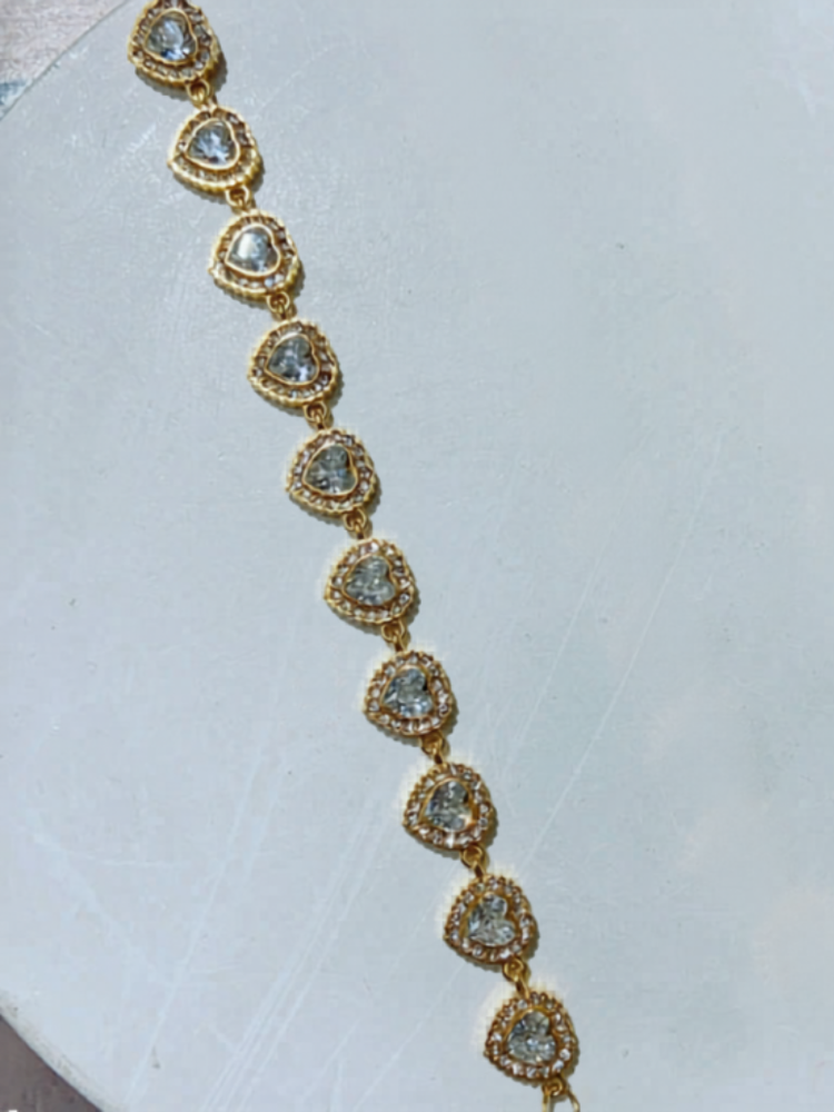 Pulsera Estilo Corazones de Cristal - Dorado - PUL192