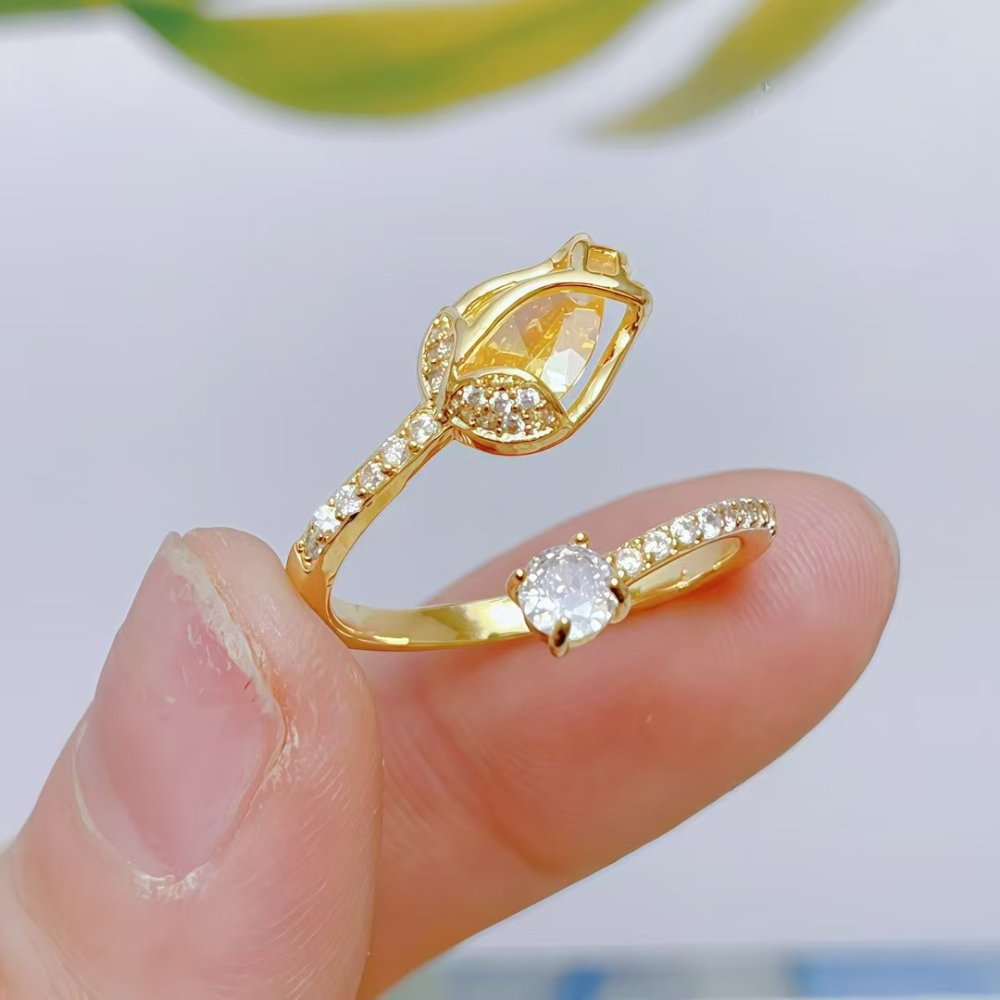 Anillo Ajustable Tulipan Amarillo - Dorado - ANI255