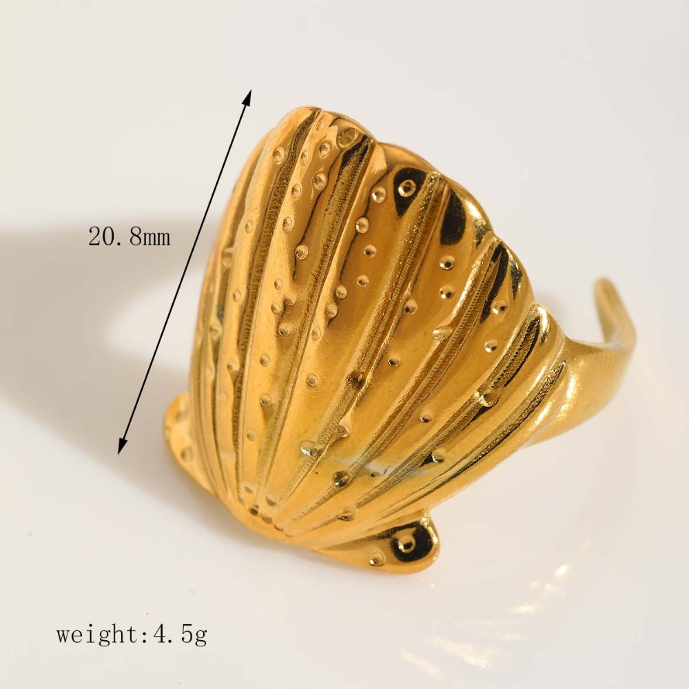 Anillo Ajustable Estilo Concha Marina - Dorado - ANI243