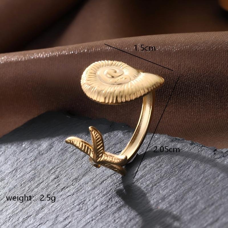 Anillo Ajustable Concha y Estrella Marina - Dorado - ANI210