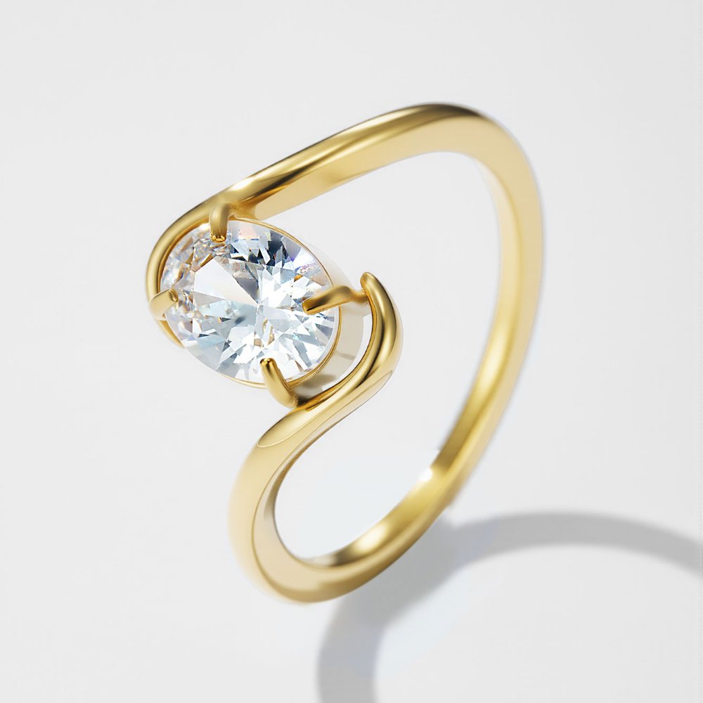 Anillo Estilo Pandora de diamante central - Dorado -  ANI267