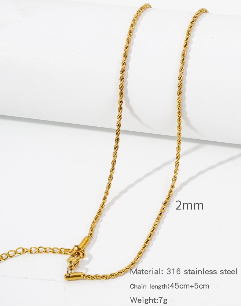 Cadena lazo 2mm 45cm + 5cm - Dorado - COL322