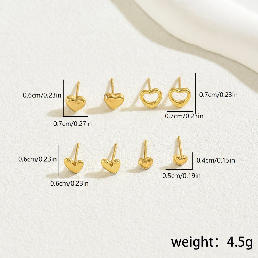 Set de Aretes en Forma de Corazón - Dorado - ART204