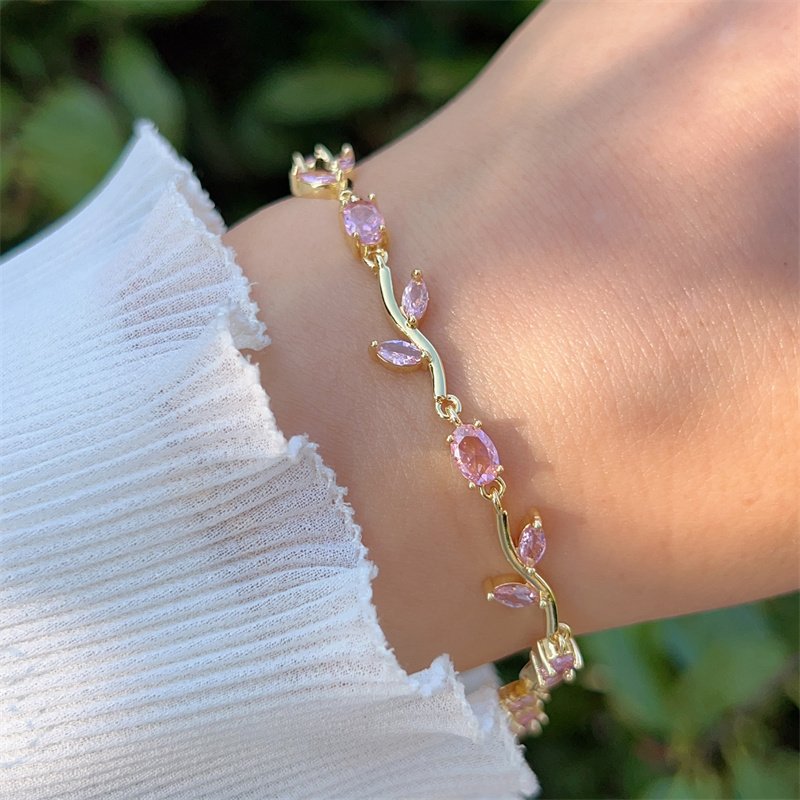 Pulsera de Tulipanes Rosa - Dorado - PUL168