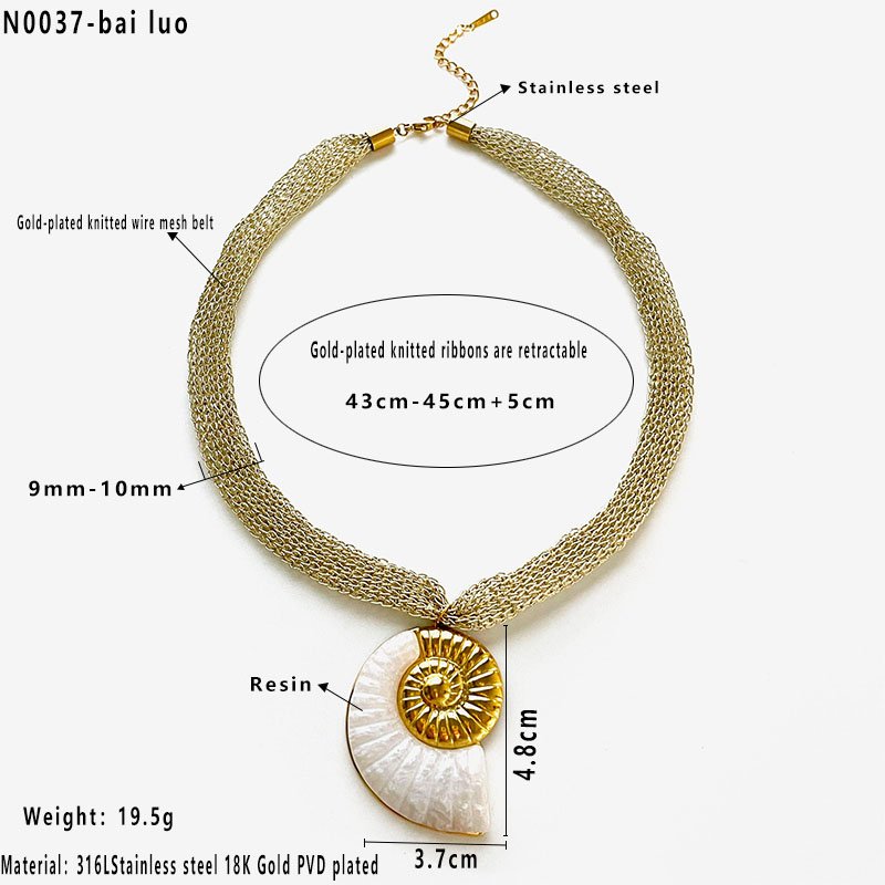 Collar Cocha con Micro-Tela Metalica - Dorado - COL282