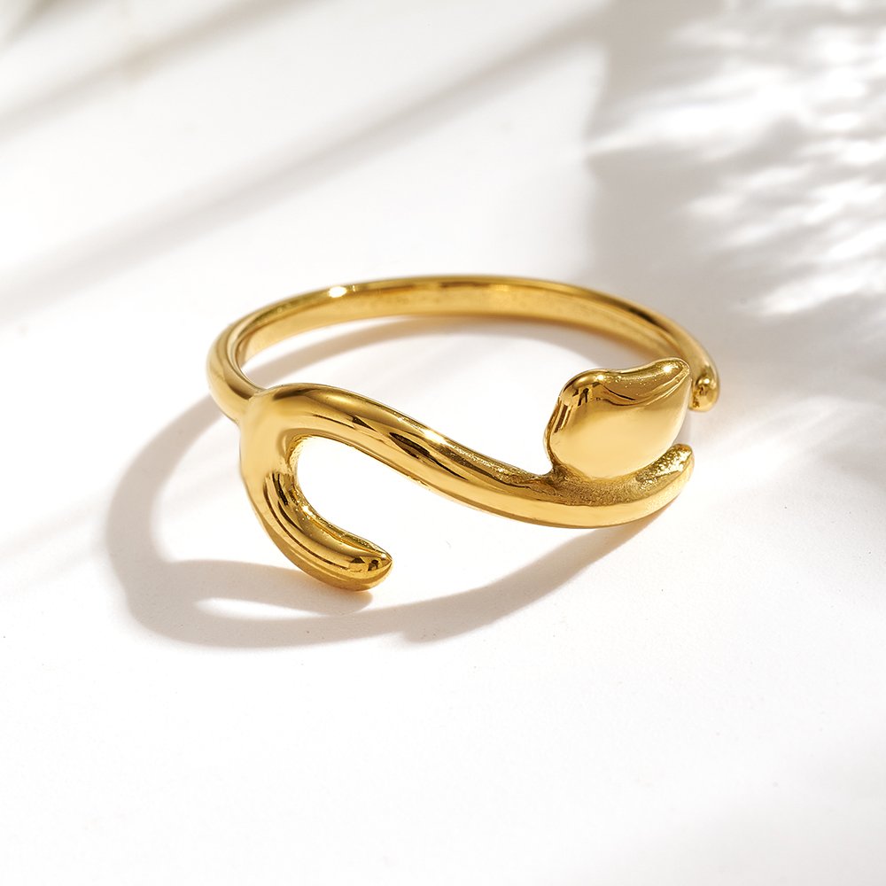 Anillo Ajustable Estilo Gatito - Dorado - ANI222