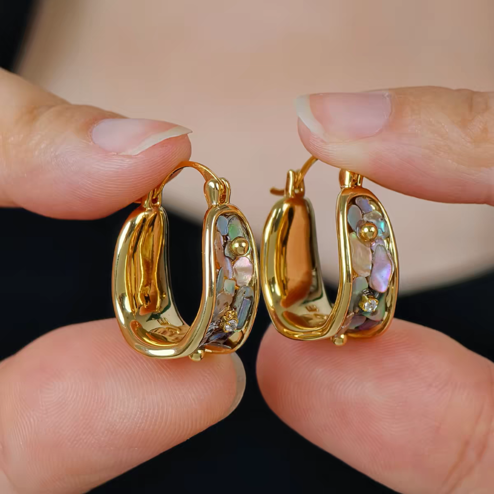 Arete estilo Chunky Verde Cromatico - Dorado - ART211