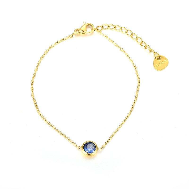Pulsera con Circonea Central Azul - Dorado - PUL159