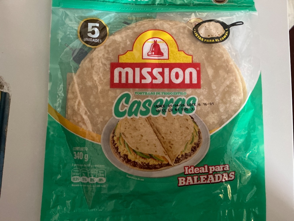 Tortilla de Arina mission casera
