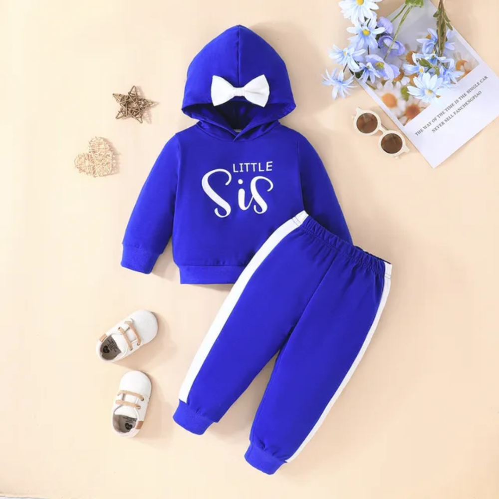 Conjunto de sueter y mono, azul, rosado y negro