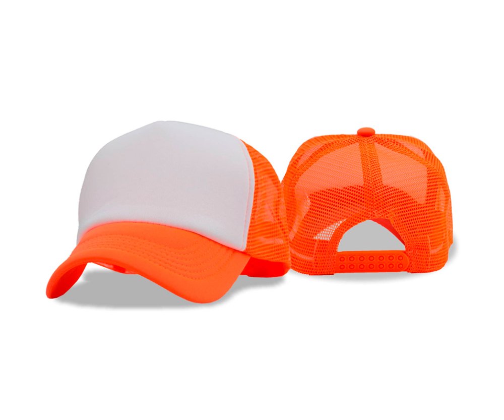 Gorra naranja frente blanco de malla