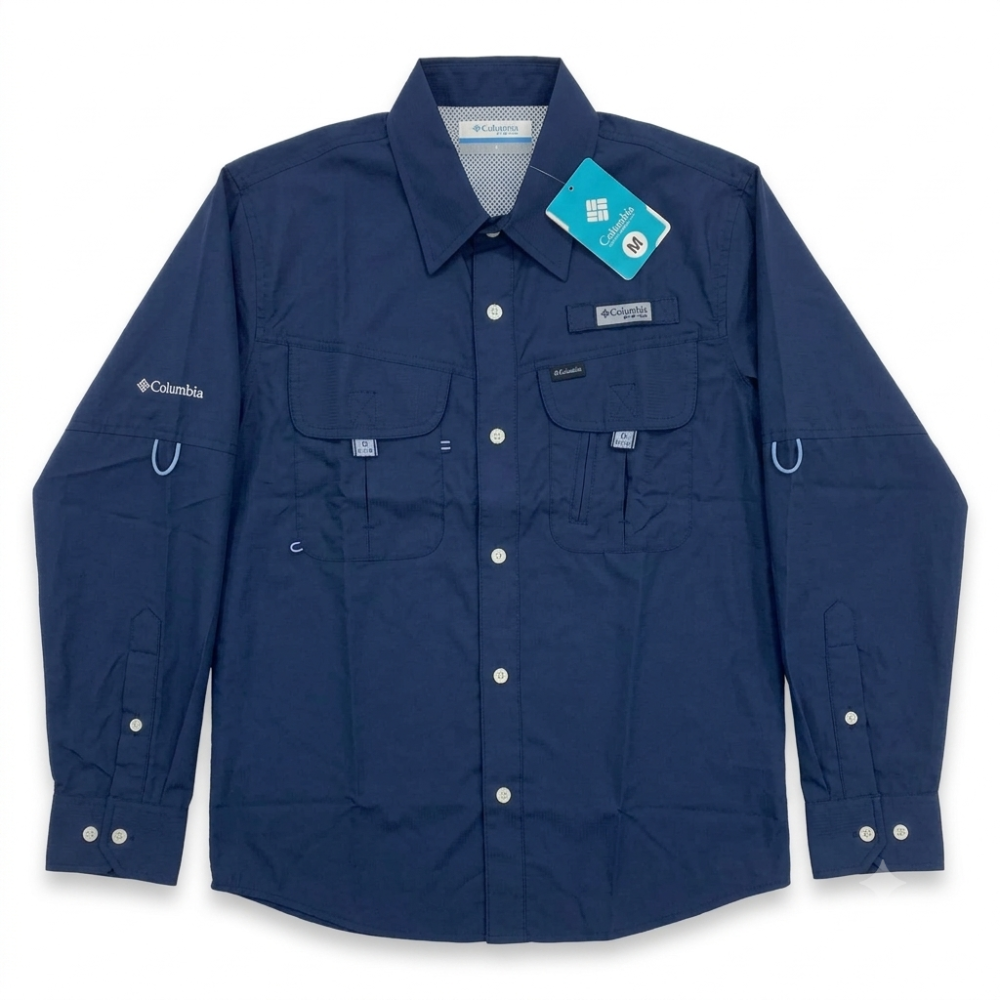 Camisa columbia manga larga azul marino