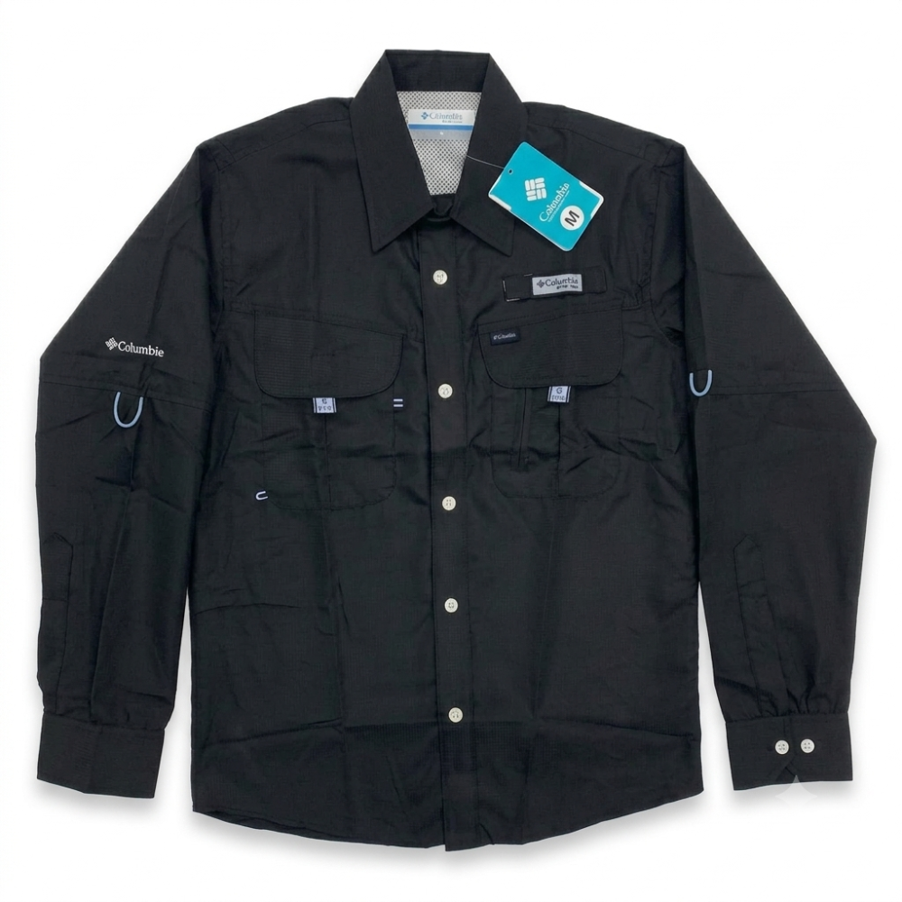 Camisa columbia manga larga Negra