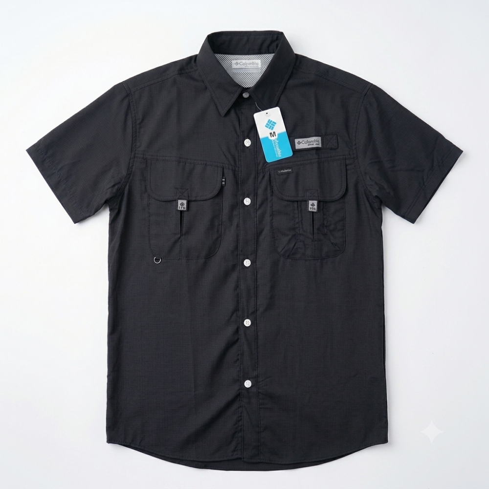 Camisa columbia manga Corta negra