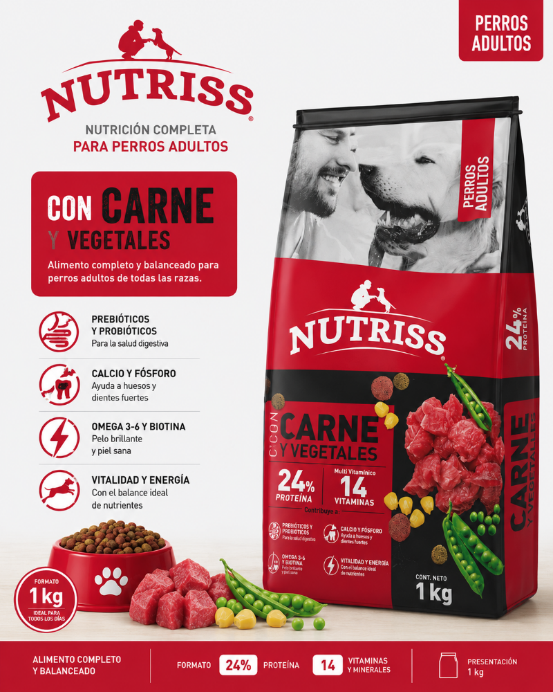 NUTRISS ADULTO CARNE Y VEGETALES * 1 KL