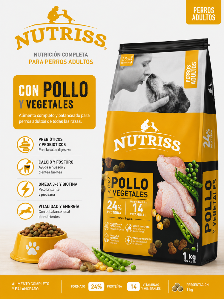 NUTRISS ADULTO POLLO Y VEGETALES * 1 KL